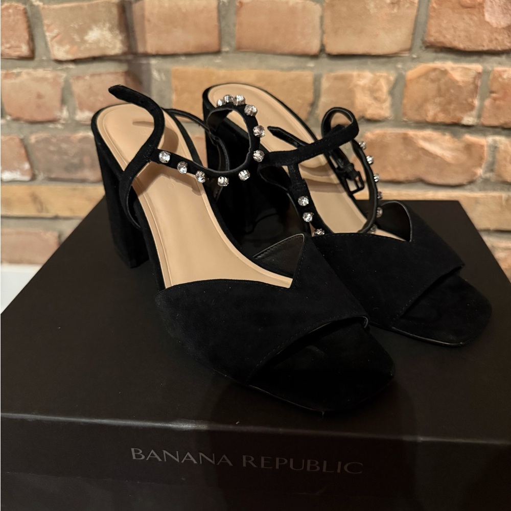 Banana Republic Black Embellished Block Heel Sandal